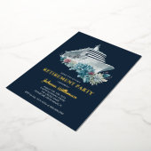 クルーズシップ退職パーティーゴールドフォイル招待状 箔招待状 (回転した状態)