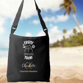 クルーズスクワッド白黒名モノグラムイニシャル クロスボディバッグ