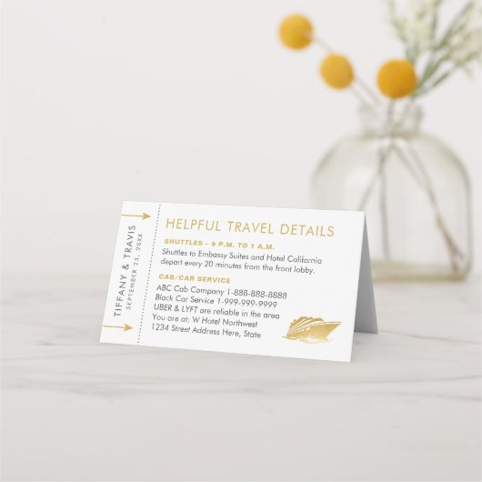 クルーズチケット搭乗パスプレイスエスコートカード プレイスカード (裏面)