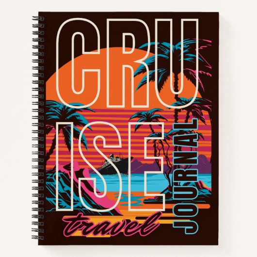 クルーズトラベルジャーナル日記熱帯のヤシの木 ノートブック (正面)