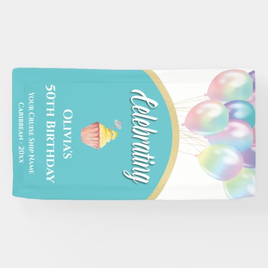 クルーズドアデコールサインステートルーム50誕生日 横断幕 (横)