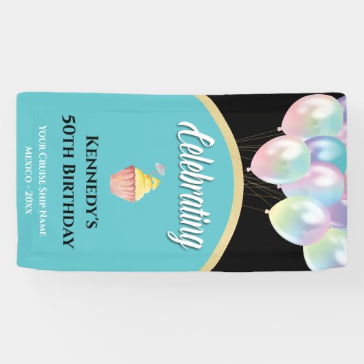 クルーズドアデコールサインドアデコール50誕生日 横断幕 (横)