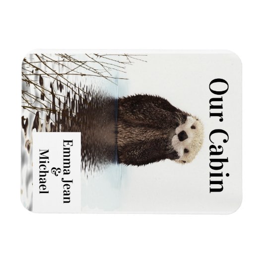 クルーズドパーソナライズされたアかわいいシーオッター マグネット (横)
