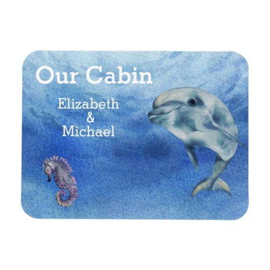 クルーズドパーソナライズされたアシードルフィンウォータカラー マグネット (横)