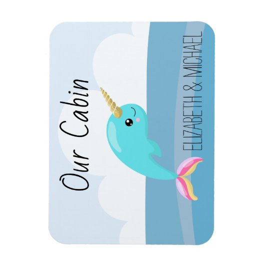 クルーズドパーソナライズされたアシーナルホエールユニコーン マグネット (縦)