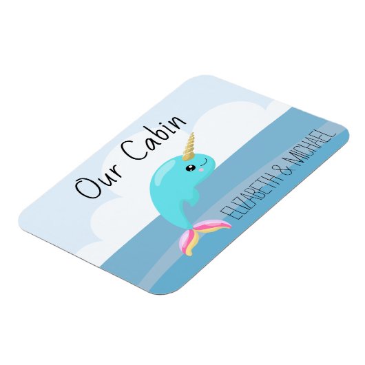 クルーズドパーソナライズされたアシーナルホエールユニコーン マグネット (左側)