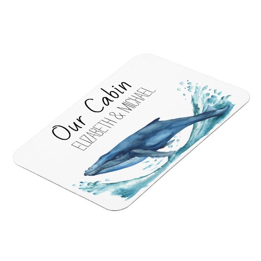 クルーズドパーソナライズされたアシーブルークジラ マグネット (左側)