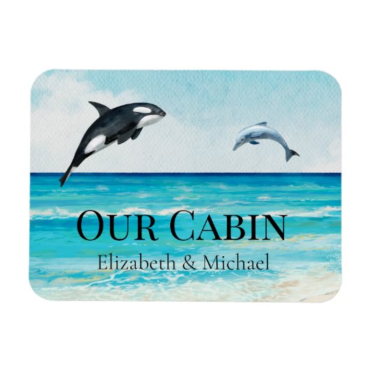 クルーズドパーソナライズされたア水カラーホエールドルフィン マグネット (横)