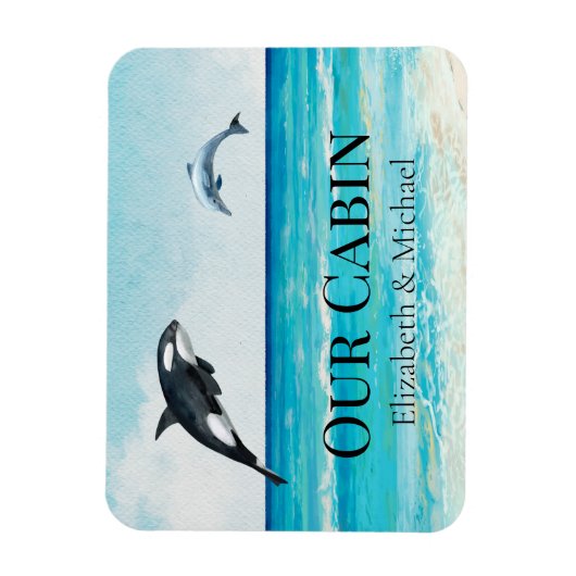 クルーズドパーソナライズされたア水カラーホエールドルフィン マグネット (縦)