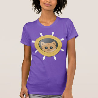 クルーズバケーション かわいい猫の舷窓 Tシャツ