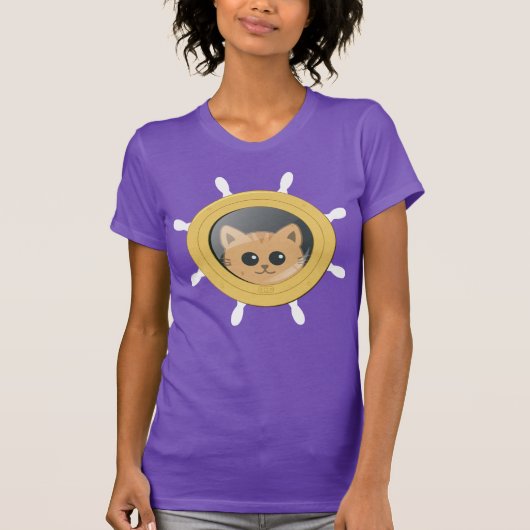 クルーズバケーション かわいい猫の舷窓 Tシャツ (正面)