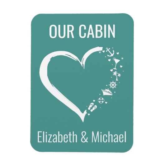 クルーズパーソナライズされたドアハート愛好家 マグネット (縦)