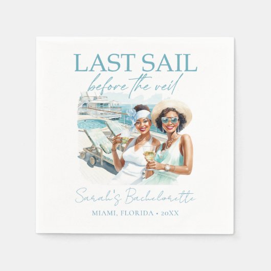 クルーズパーソナライズされたバチェロレッテナウティクルー スタンダードカクテルナプキン (正面)