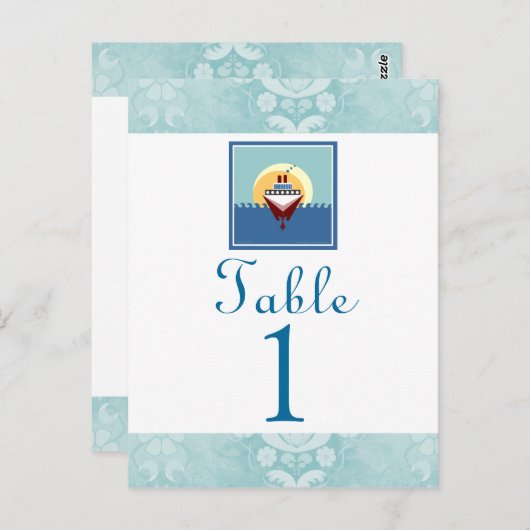 クルーズパーティーテーマブルーテーブル番号カード ポストカード (正面/裏面)