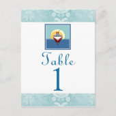 クルーズパーティーテーマブルーテーブル番号カード ポストカード (正面)
