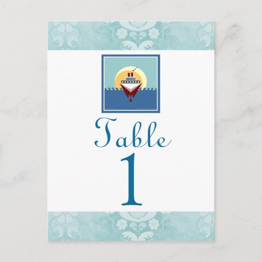 クルーズパーティーテーマブルーテーブル番号カード ポストカード (正面)