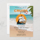 クルーズパーティー40バースデーパーティー インビテーションポストカード (正面/裏面)