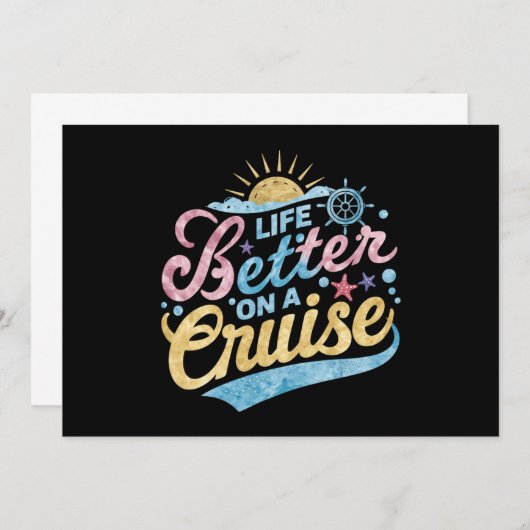 クルーズファミリーバケーションマッチンでの人生の方が良い 招待状 (正面/裏面)