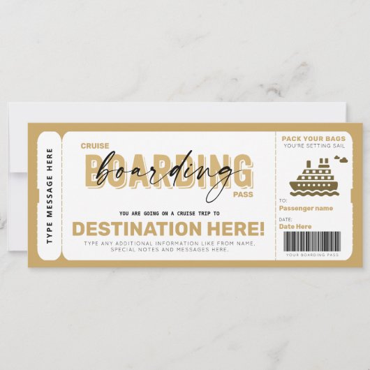 クルーズボーディングパスバケーションチケットギフトバウチャー (正面)