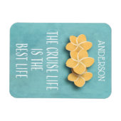 クルーズライフトロピカルフラワーモノグラムキャビンドア マグネット (横)