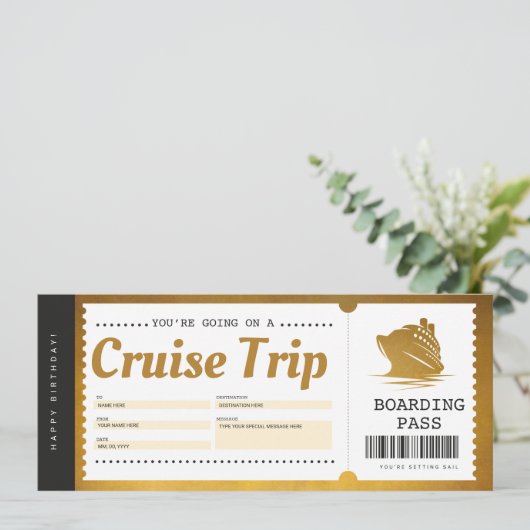 クルーズ乗船券 バケーション チケット ギフト券 招待状 (スタンド正面)