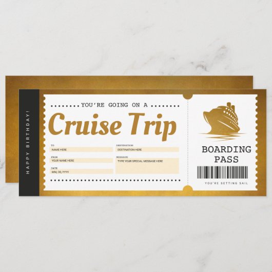 クルーズ乗船券 バケーション チケット ギフト券 招待状 (正面/裏面)