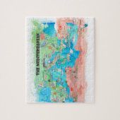 クルーズ地中海の旅行ポスターマップSpain Italy ジグソーパズル (縦)