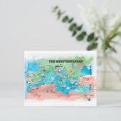 クルーズ地中海の旅行ポスターマップSpain Italy ポストカード (スタンド正面)