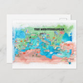 クルーズ地中海の旅行ポスターマップSpain Italy ポストカード (正面/裏面)