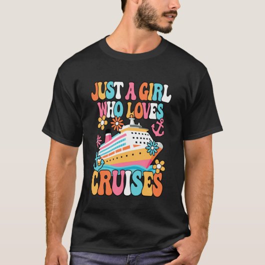 クルーズ好き女子のための可愛い海の旅のデザイン Tシャツ (正面)