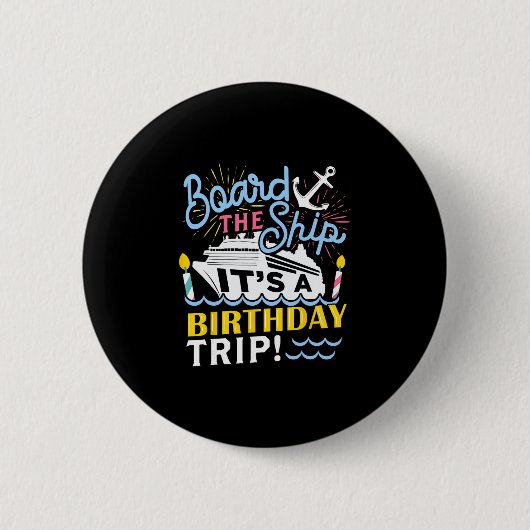 クルーズ旅行の休暇ギフト - メンズ レディース 誕生日 クルーズ 缶バッジ (正面)