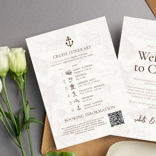 クルーズ旅行の旅程の目的地の結婚式 エンクロージャーカード
