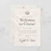 クルーズ旅行の旅程の目的地の結婚式 招待状 (正面/裏面)