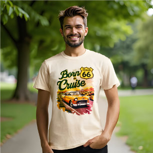 クルーズ生まれルート66には、車クラシックの道路の旅行に行く Tシャツ