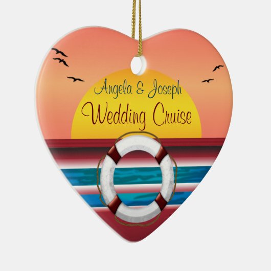 クルーズ結婚のパーソナライズされた好意 セラミックオーナメント (右)