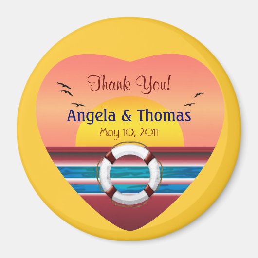 クルーズ結婚のパーソナライズされた好意 マグネット (正面)