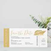クルーズ結婚ボーディングパスチケット金ゴールドヨット セーブザデート (スタンド正面)