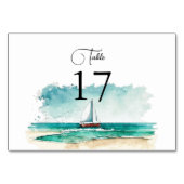 クルーズ結婚、ミニマルモダンリストの水彩画 テーブルナンバー (正面)