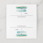 クルーズ結婚、ミニマルモダンリストの水彩画 プレイスカード (外部開封)