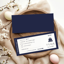 クルーズ航海のシップ搭乗券ウェディングRSVP 招待状