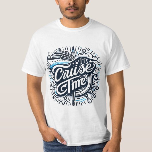 クルーズ船おもしろいの休暇 – それはクルーズ時間 Tシャツ (正面)