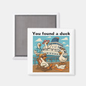 クルーズ船でアヒル – ゴムのアヒルの隠れ マグネット (正面/裏面)