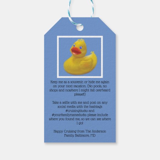 クルーズ船でクルージングアヒルを征服する ギフトタグ (裏面)