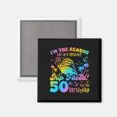 クルーズ船で50歳の誕生日を迎える船 マグネット (正面/裏面)