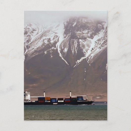 クルーズ船のまわりに雪山アメリカ ポストカード (正面)