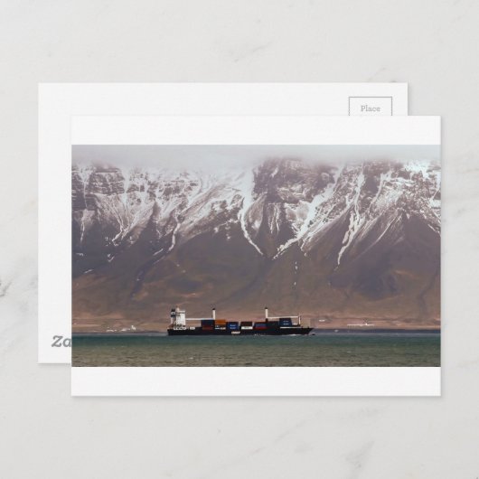 クルーズ船のまわりに雪山アメリカ ポストカード (正面/裏面)