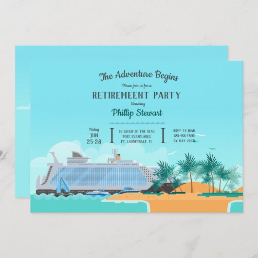 クルーズ船の冒険 招待状 (正面/裏面)