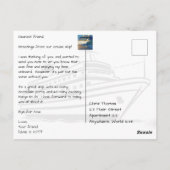 クルーズ船の手すりを海に見下ろす ポストカード (裏面)