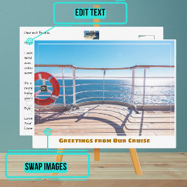 クルーズ船の手すりを海に見下ろす ポストカード