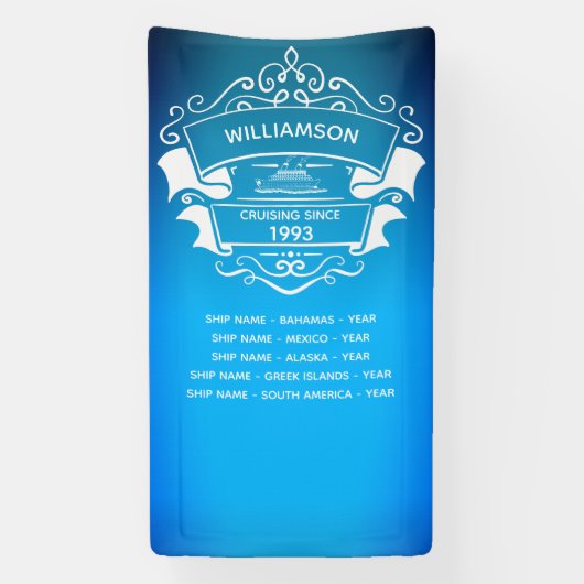 クルーズ船の旅行先デコールドアの看板 横断幕 (縦)